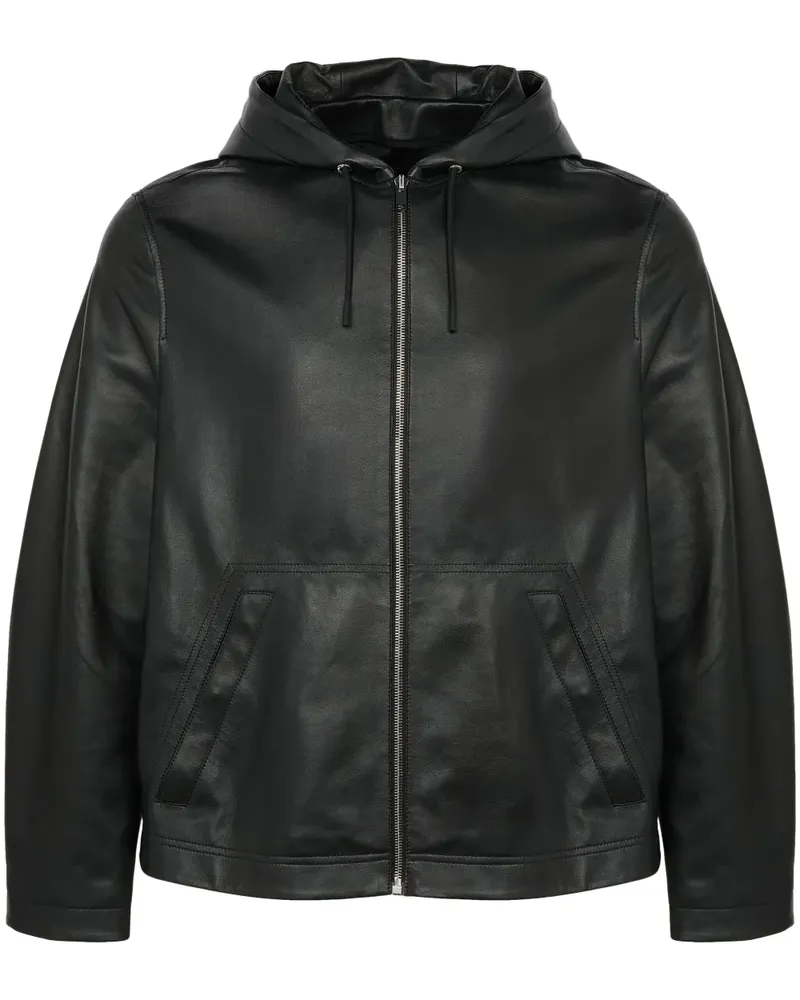 Yves Salomon Lederjacke mit Kapuze - Schwarz Schwarz