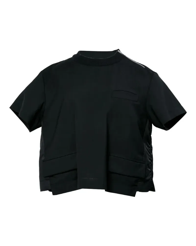 Sacai zip-detail T-shirt - Schwarz Schwarz