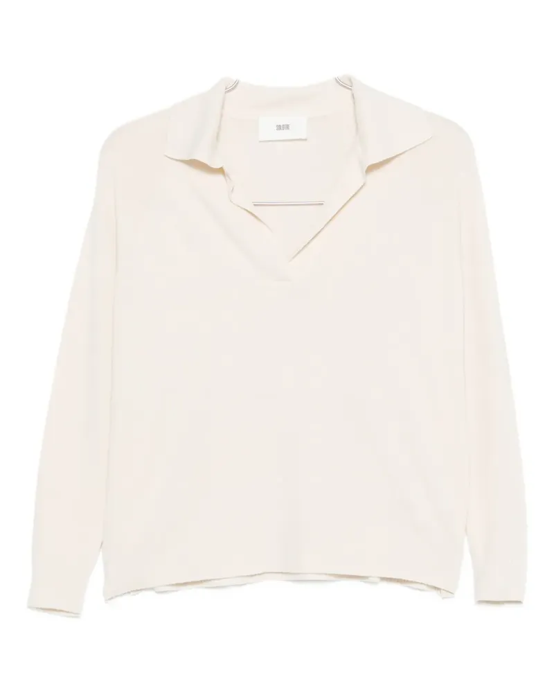 SOLOTRE V-neck collared sweater - Weiß Weiß