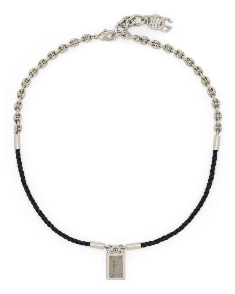 Dolce & Gabbana Gravierte Halskette mit Statement-Anhänger - Blau Blau
