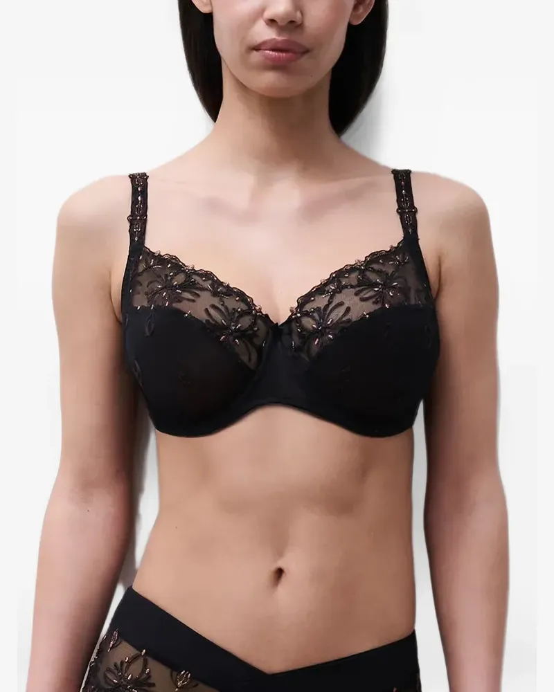 Chantelle Champs Elysees embroidered mesh-panel bra - Schwarz Schwarz