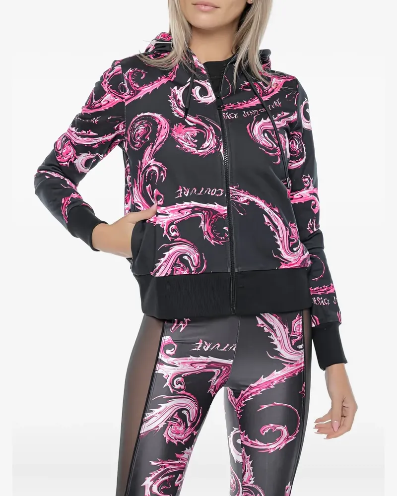 Versace Jeans Gemusterte Kapuzenjacke - Schwarz Schwarz