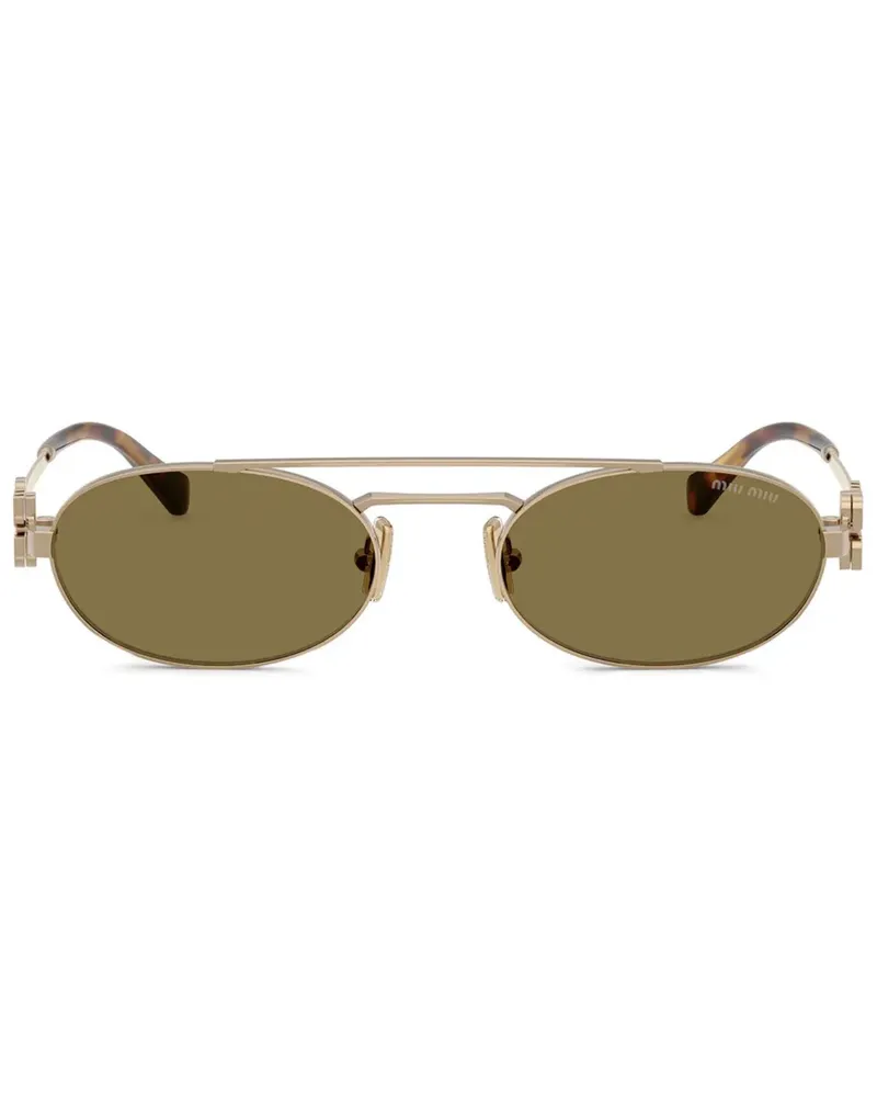 Miu Miu Sonnenbrille mit ovalem Gestell - Gold Gold