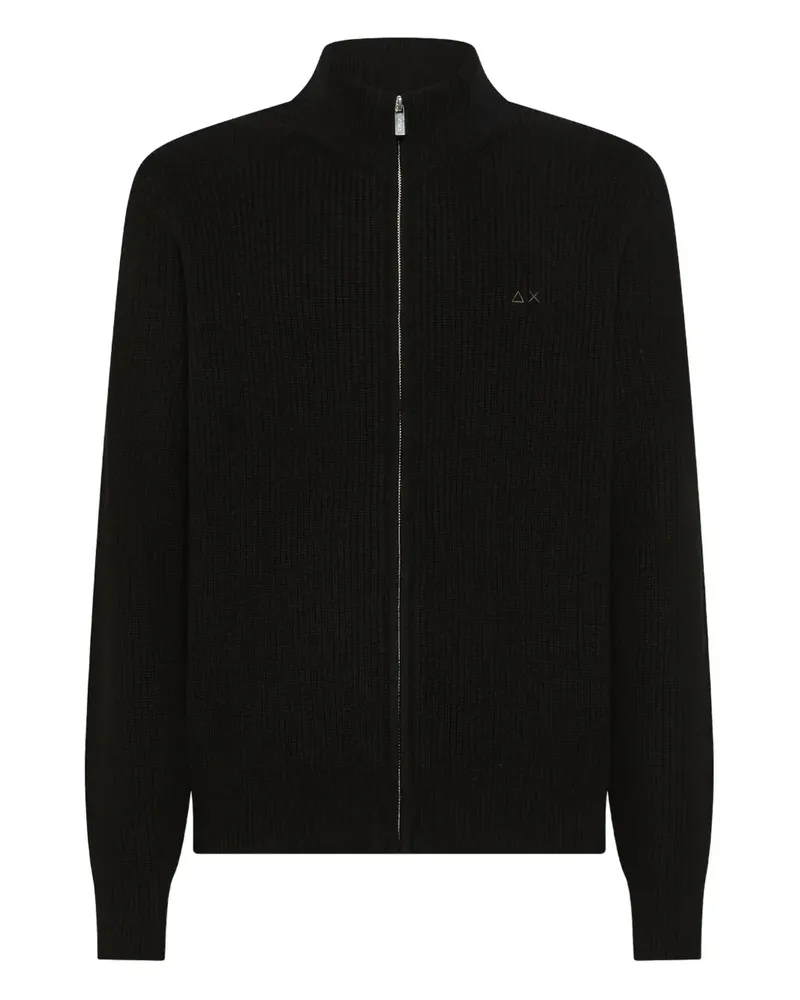 Sun68 Cardigan mit Logo-Stickerei - Schwarz Schwarz