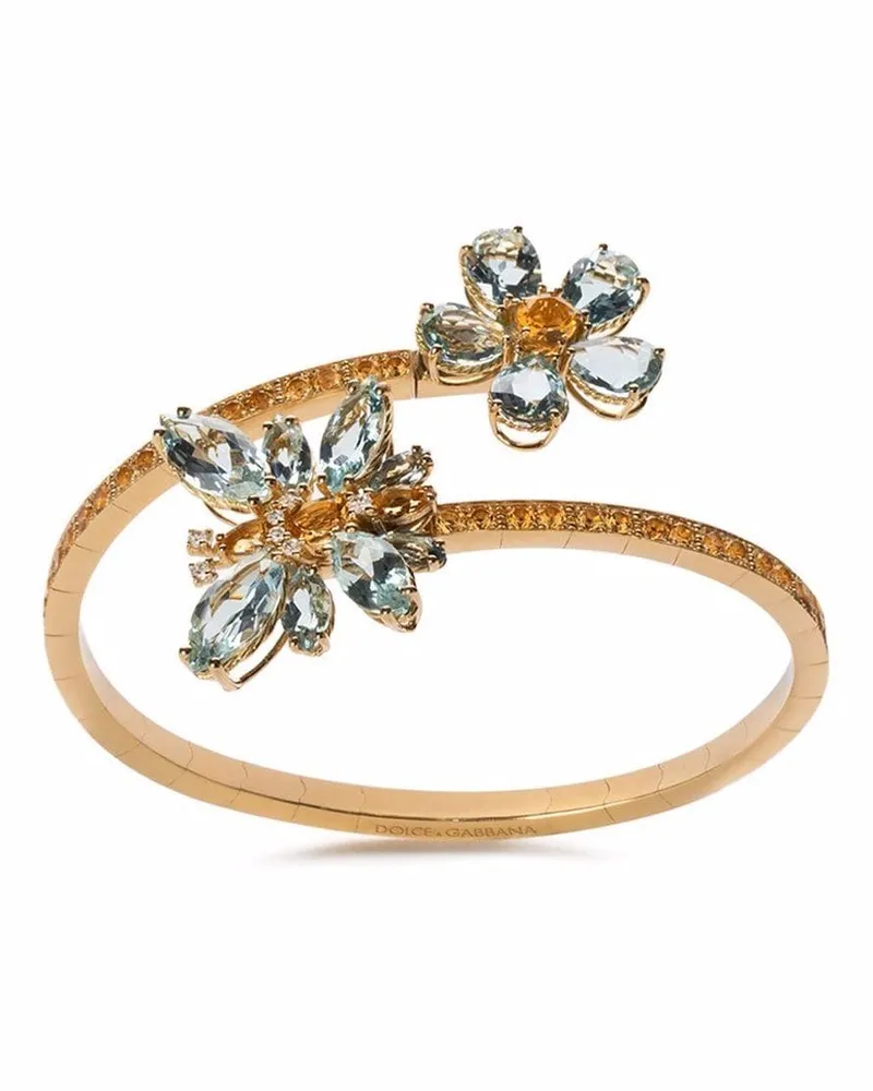 Dolce & Gabbana 18kt Butterfly Gelbgoldarmband mit Aquamarin Gold