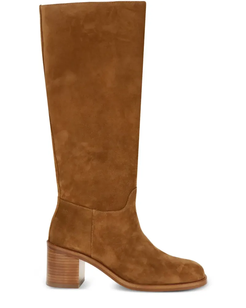 Stuart Weitzman Finn Wildlederstiefel mit Blockabsatz 60mm - Braun Braun