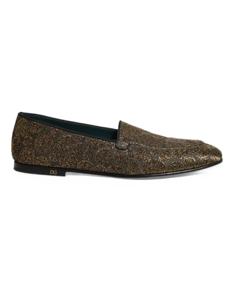 Dolce & Gabbana glitter-effect polka-dot loafers - Gold Gold