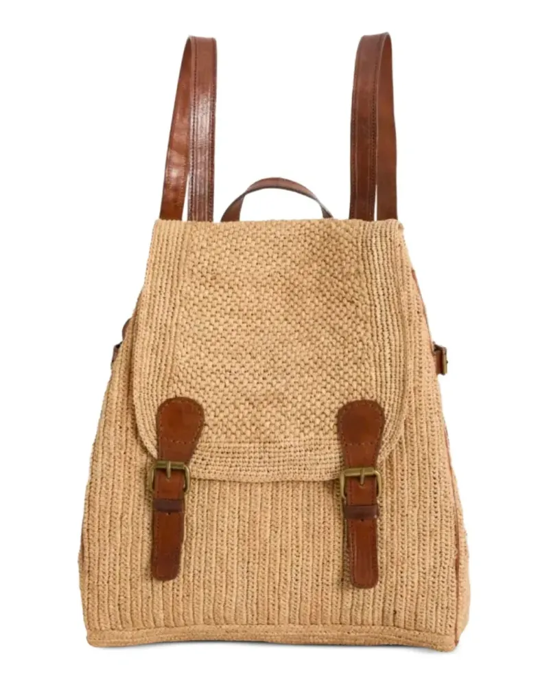 IBELIV Rucksack aus Raffiabast mit Doppelschnalle - Nude Nude