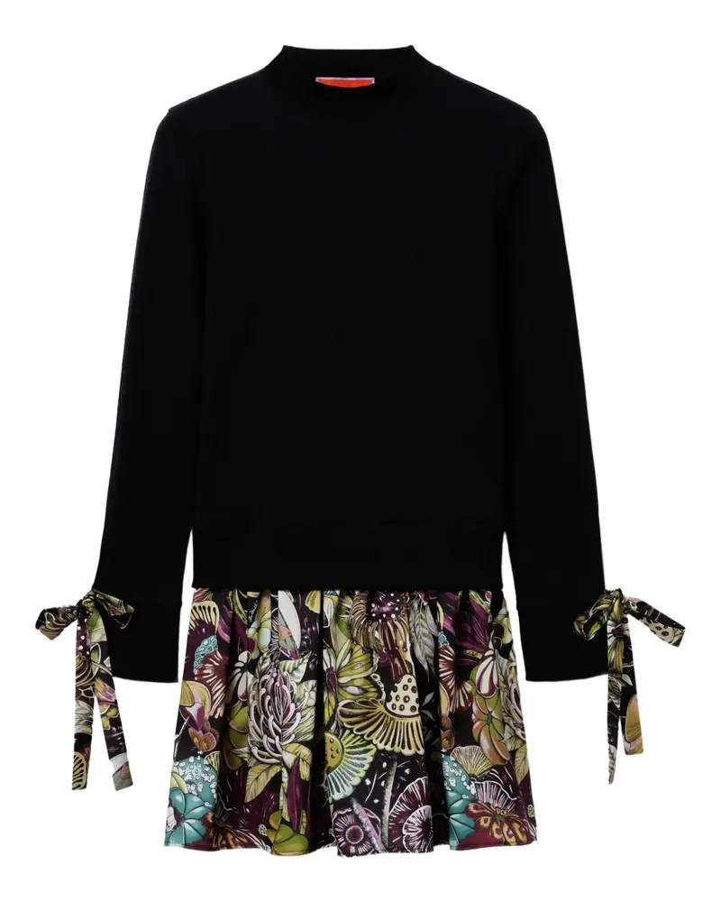 La DoubleJ Minikleid mit Blumen-Print - Schwarz Schwarz