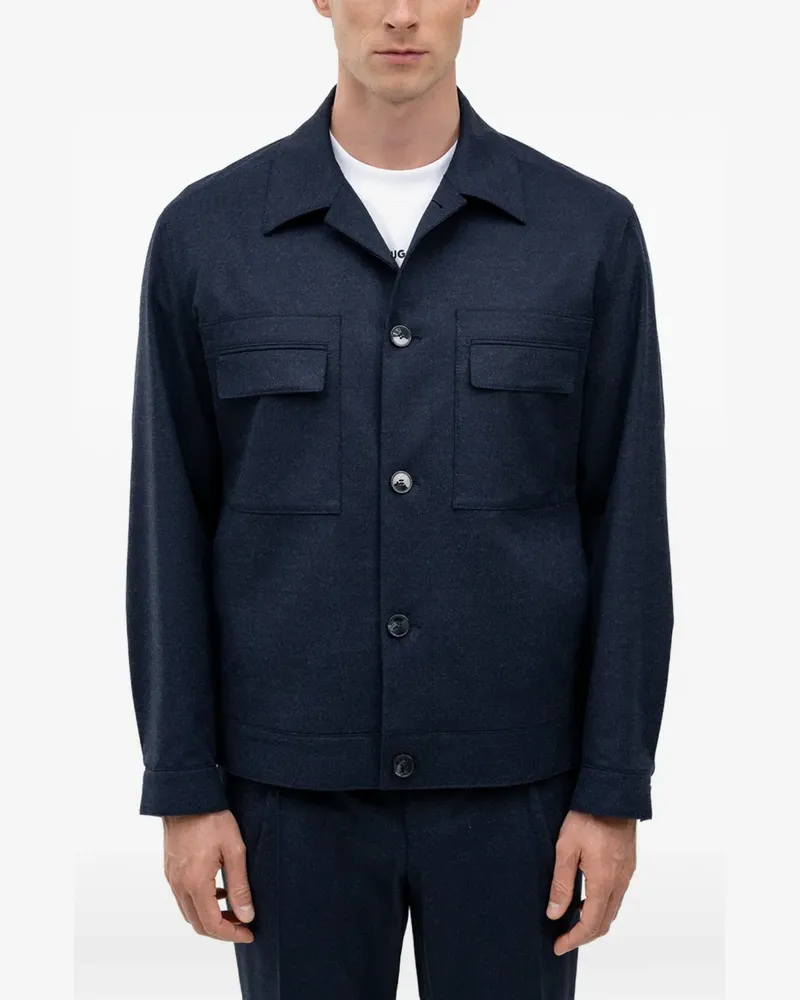 HUGO BOSS Geknöpfte Hemdjacke mit Taschen - Blau Blau