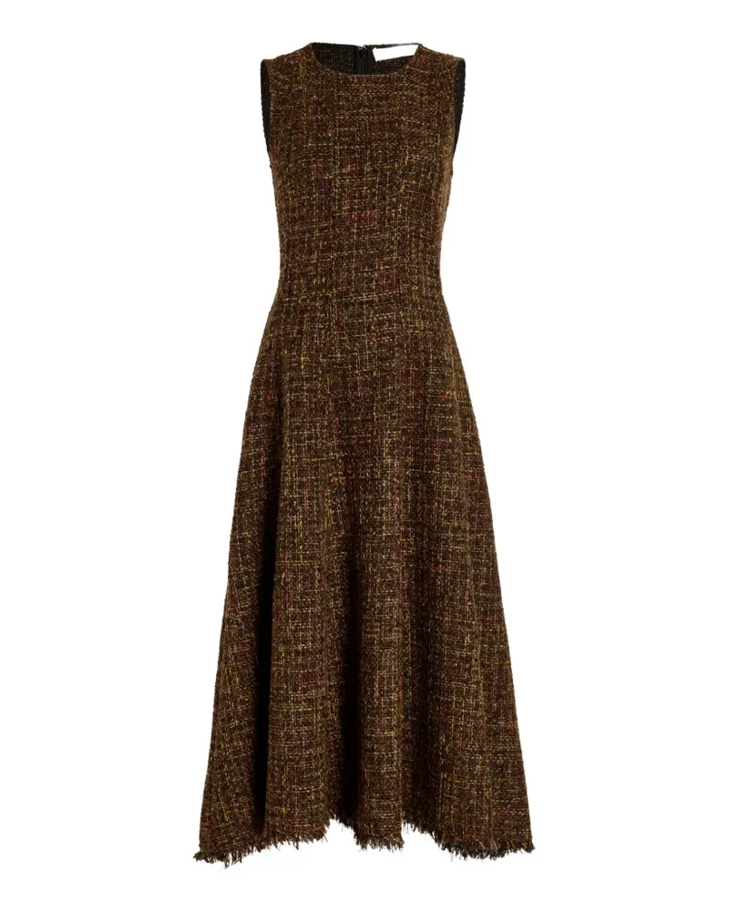Proenza Schouler Beatrix frayed tweed midi dress - Braun Braun