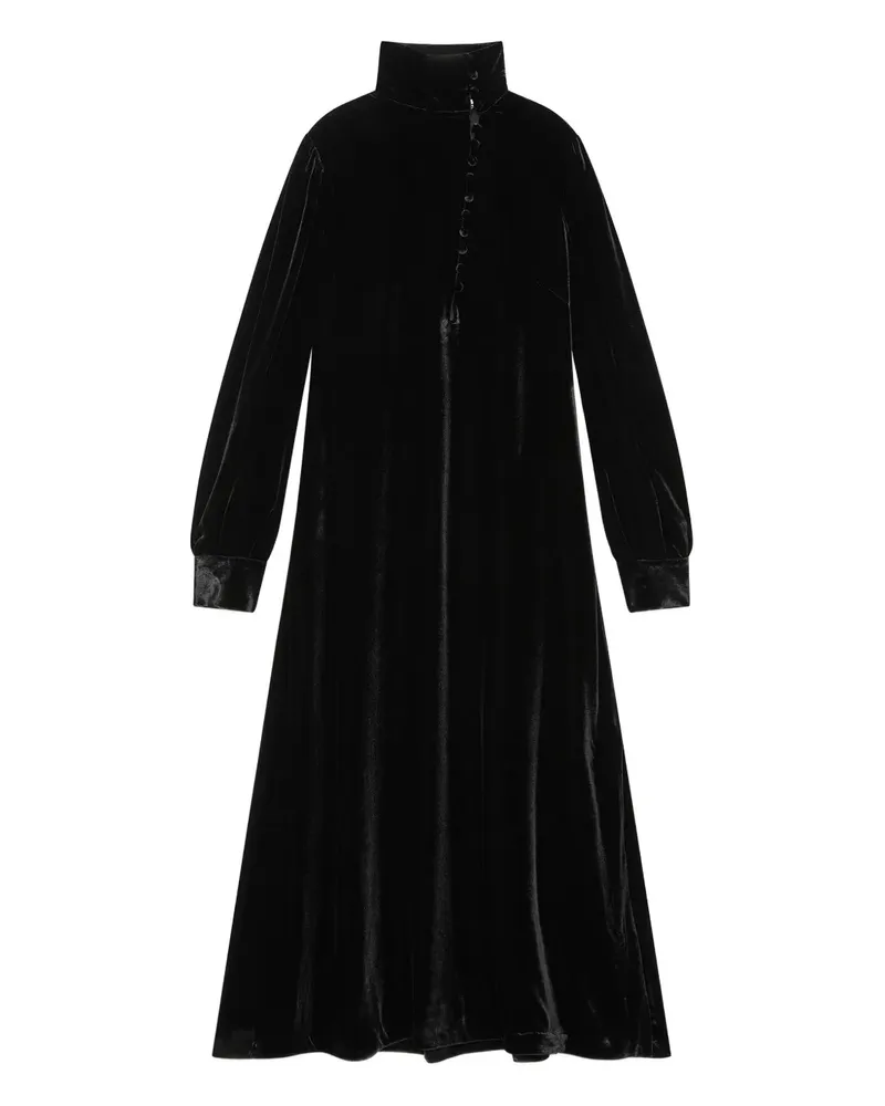 Maliparmi Samt-Maxikleid mit Stehkragen - Schwarz Schwarz