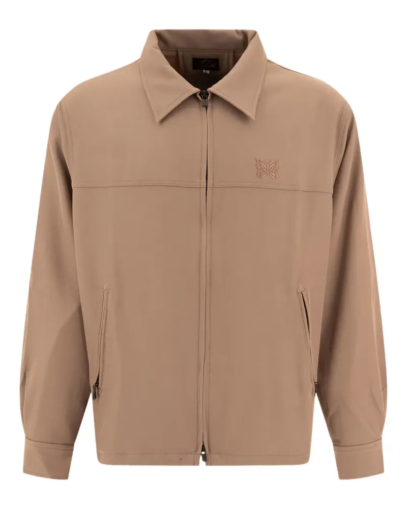 NEEDLES logo-embroidered zip-up jacket - Braun Braun