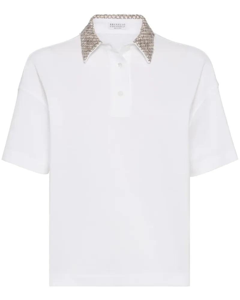 Brunello Cucinelli Verziertes Poloshirt - Weiß Weiß
