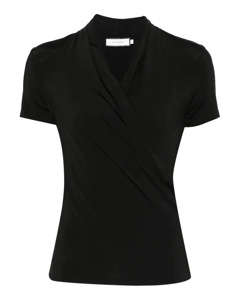 ANDIATA Fifi 2 short-sleeve V-neck top - Schwarz Schwarz