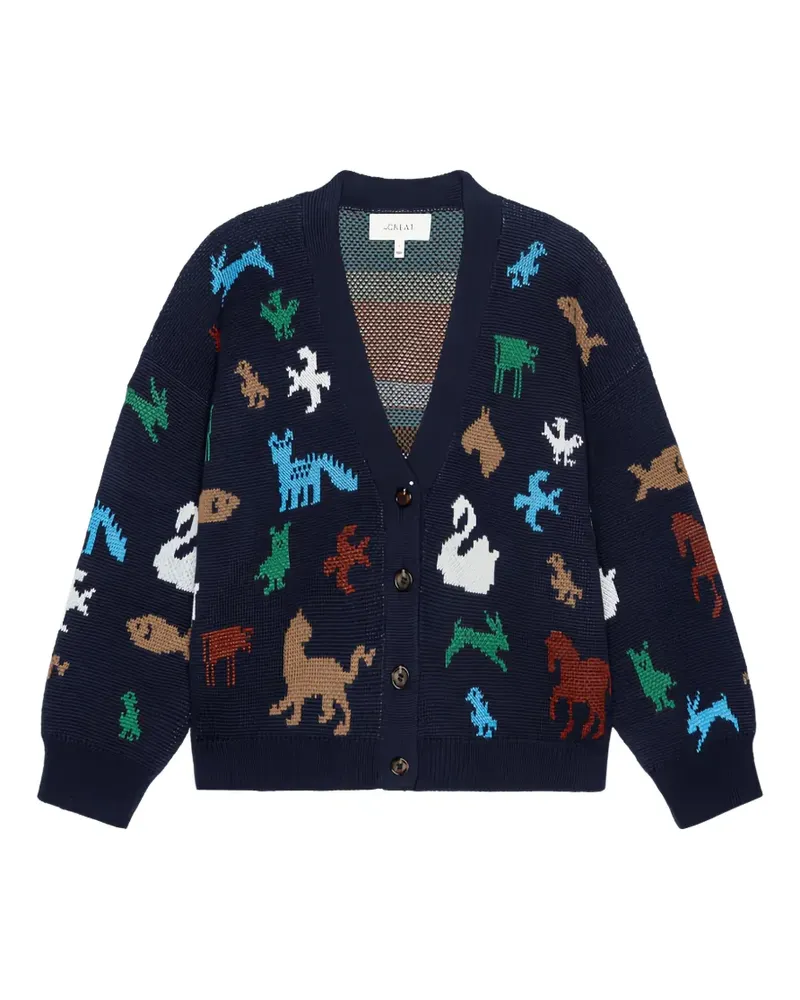 The Great Pictograph jacquard-knit cardigan - Blau Blau
