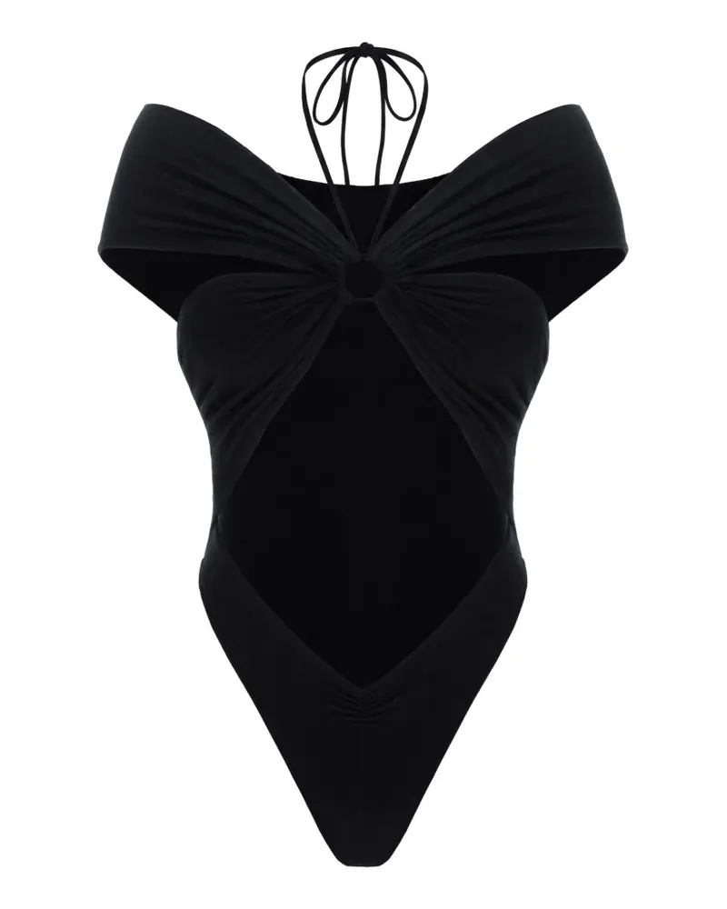 MANURÍ Eleni cut-out off-shoulder bodysuit - Schwarz Schwarz