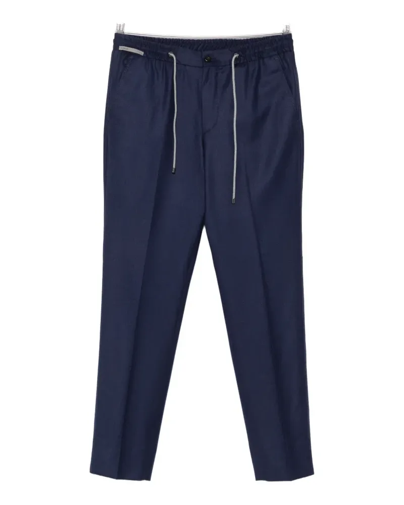 Corneliani drawstring-waist pressed-crease trousers - Blau Blau
