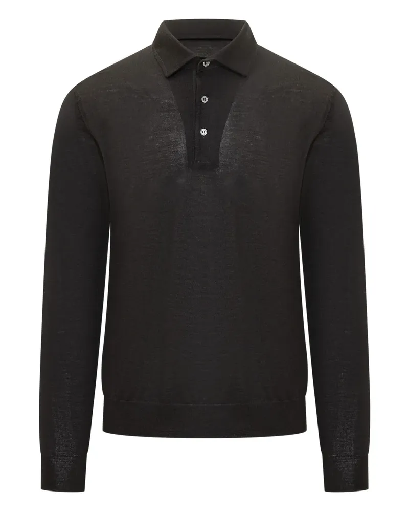 Filippo de Laurentiis Langärmeliges Poloshirt - Schwarz Schwarz
