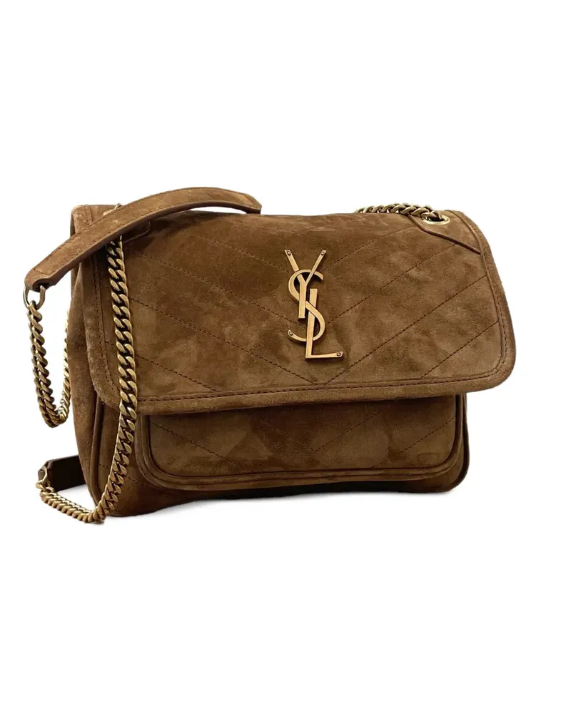 Saint Laurent NIKI medium shoulder bag in suede - Braun Braun