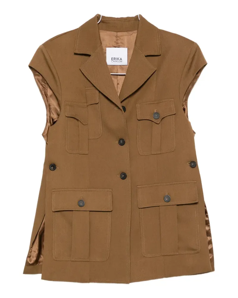 Erika Cavallini Malik button-up utility waistcoat - Braun Braun