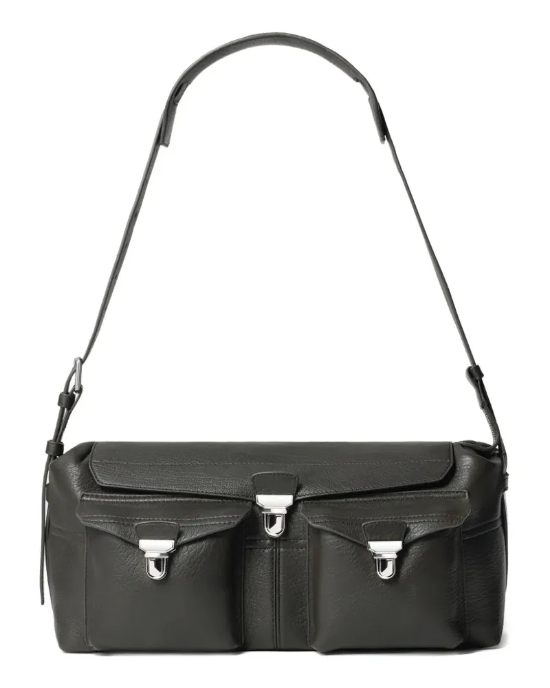 Christophe Lemaire Schultertasche mit Klappe und Metallclip - Grau Grau