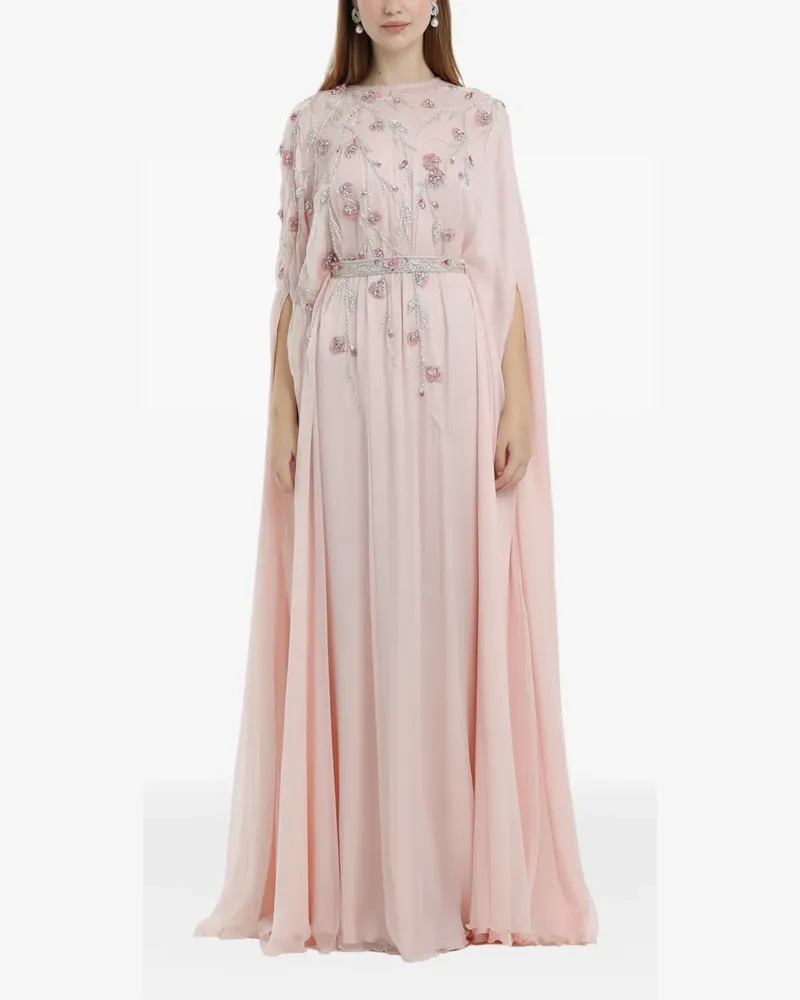 Dina Melwani floral beaded maxi dress - Rosa Rosa