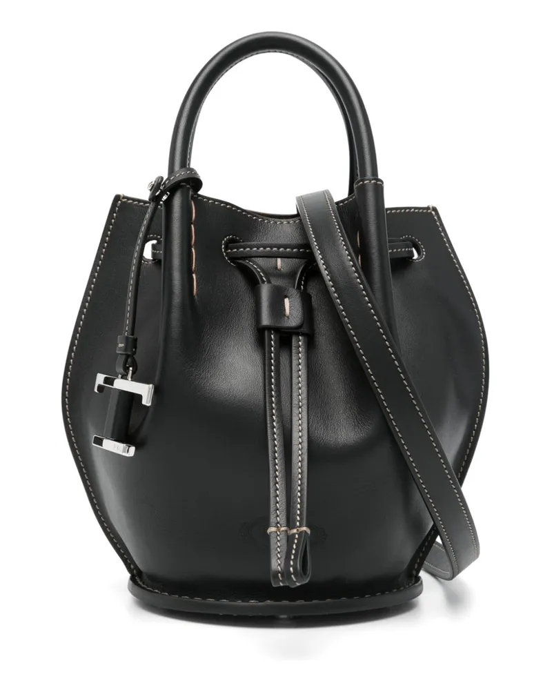 TOD'S Mini Beuteltasche mit Logo-Anhänger - Schwarz Schwarz