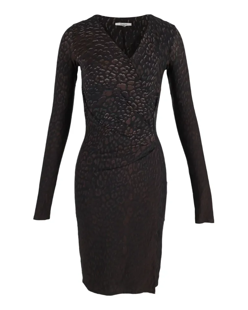 Max Mara leopard-print long-sleeve dress - Braun Braun