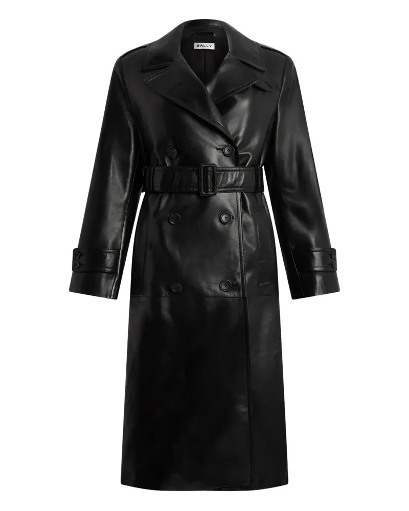 Bally Trenchcoat aus Leder - Schwarz Schwarz