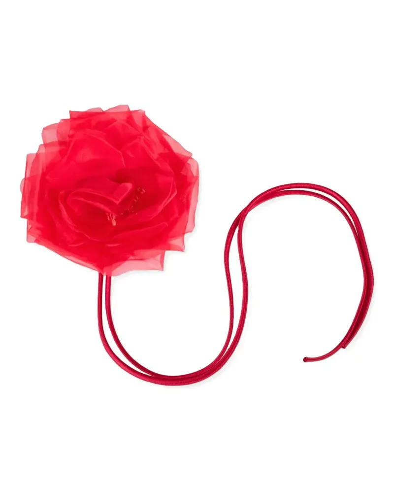 Max Mara floral-applique cord necklace - Rot Rot