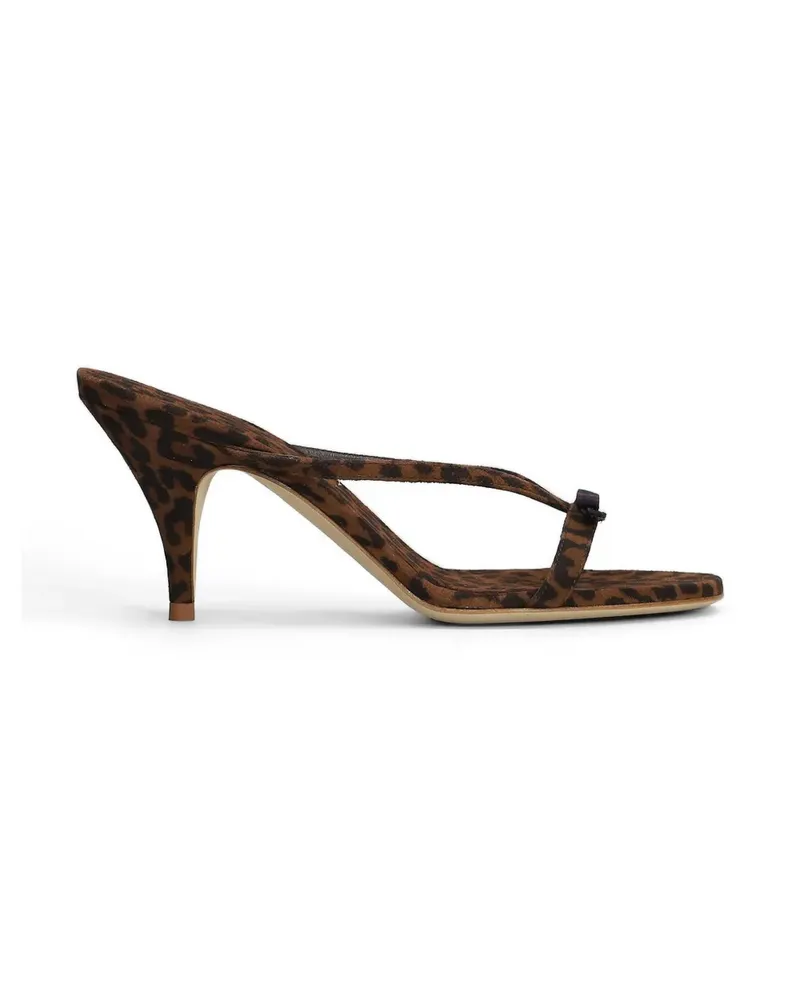 3JUIN Linda leopard-print bow-detail sandals - Braun Braun