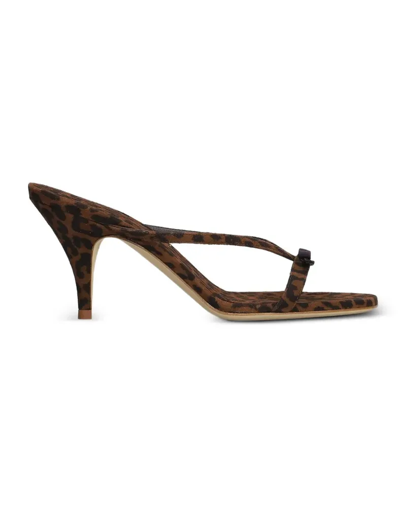 3JUIN Linda leopard-print bow-detail sandals - Braun Braun