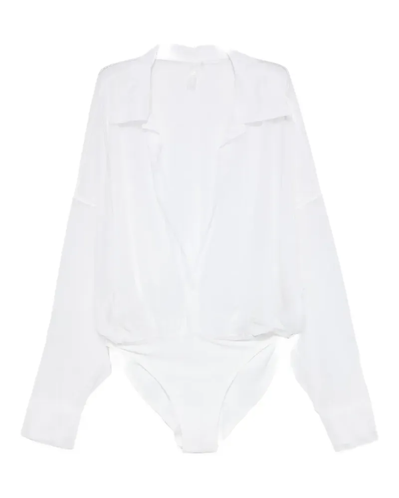 Norma Kamali oversized-fit sheer bodysuit - Weiß Weiß