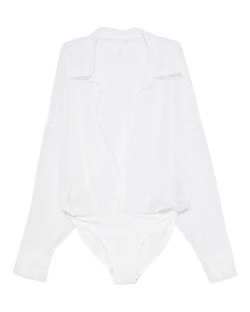 Norma Kamali oversized-fit sheer bodysuit - Weiß Weiß