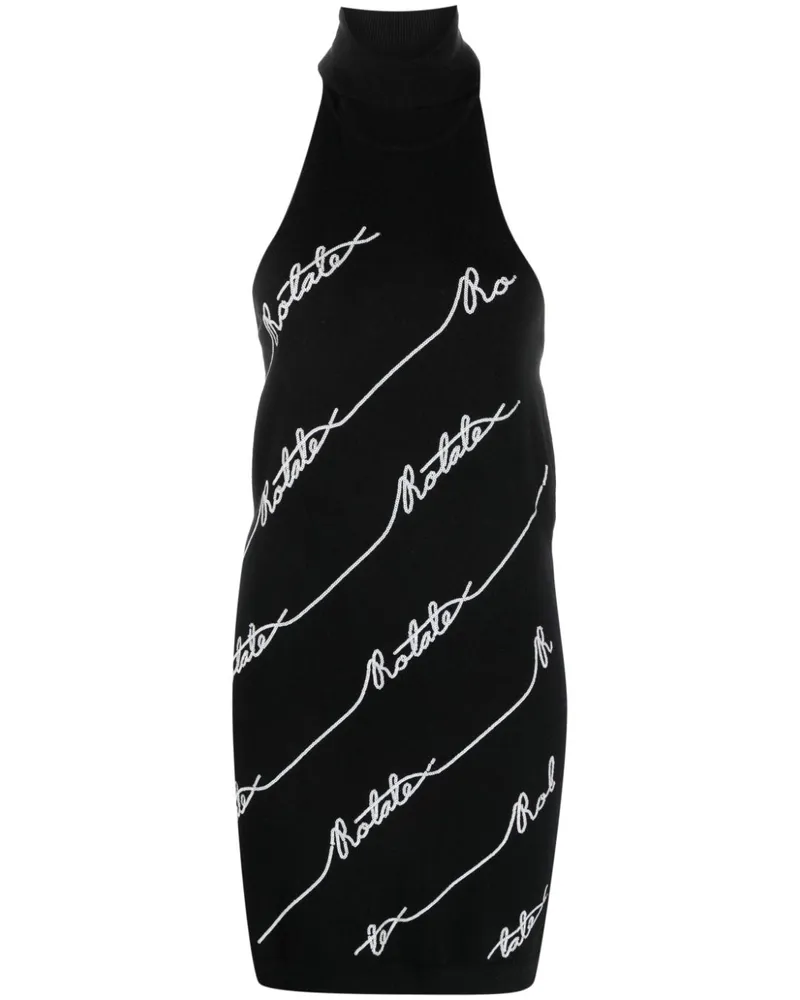 ROTATE Birger Christensen Neckholder-Kleid mit Logo - Schwarz Schwarz