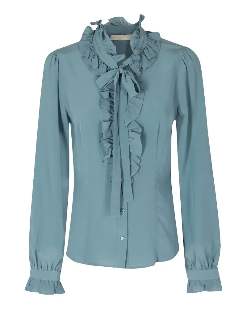Ulla Johnson Gerüschte Catroux Seidenbluse - Blau Blau