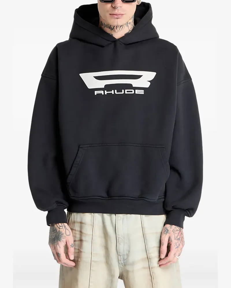 RHUDE Hoodie mit Logo-Print - Schwarz Schwarz