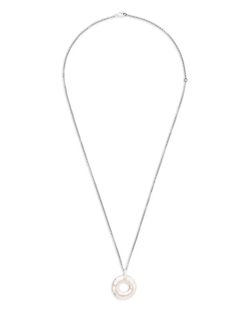 Rosa Maria 18kt Rotgold- und Sterlingsilberhalskette mit rundem Diamantanhänger Silber