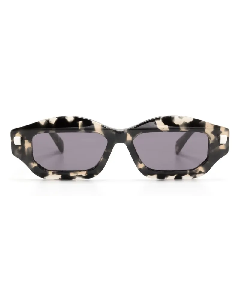 KUBORAUM Q6 Sonnenbrille mit geometrischem Gestell - Schwarz Schwarz