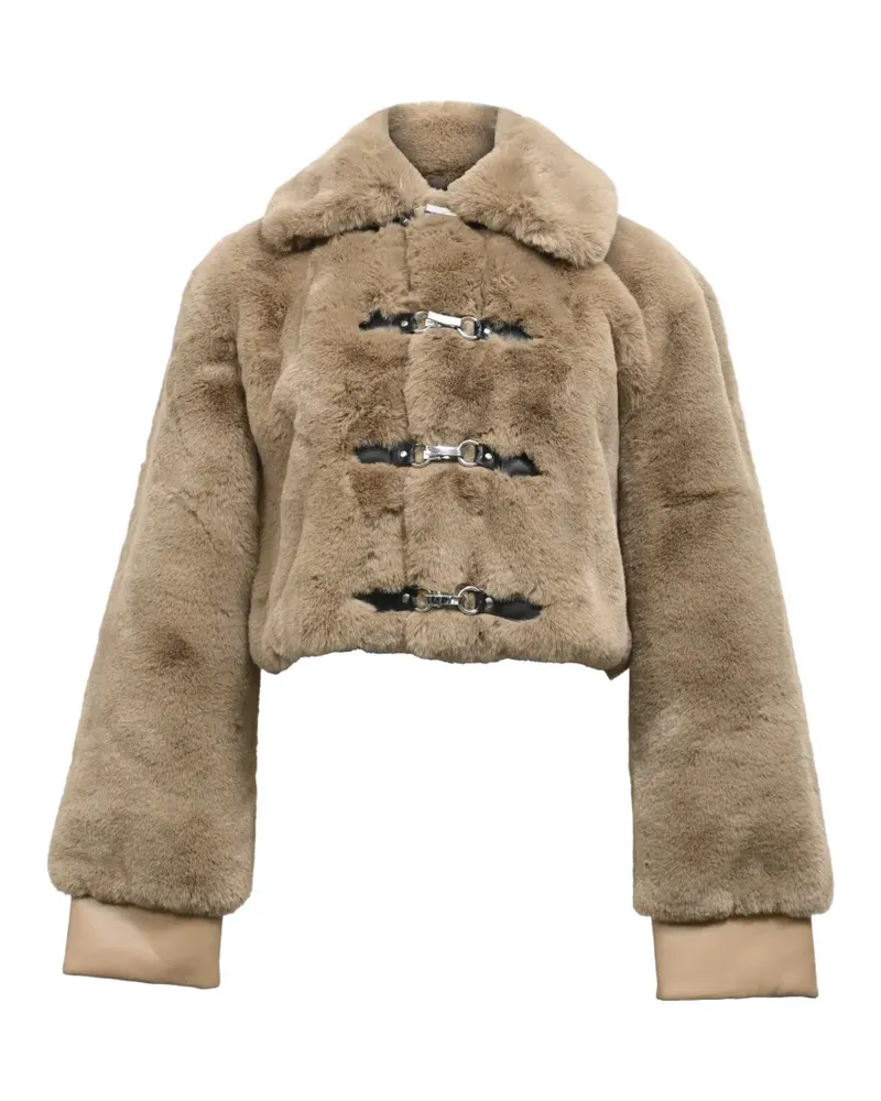 ROTATE Birger Christensen Cropped faux-fur jacket - Nude Nude