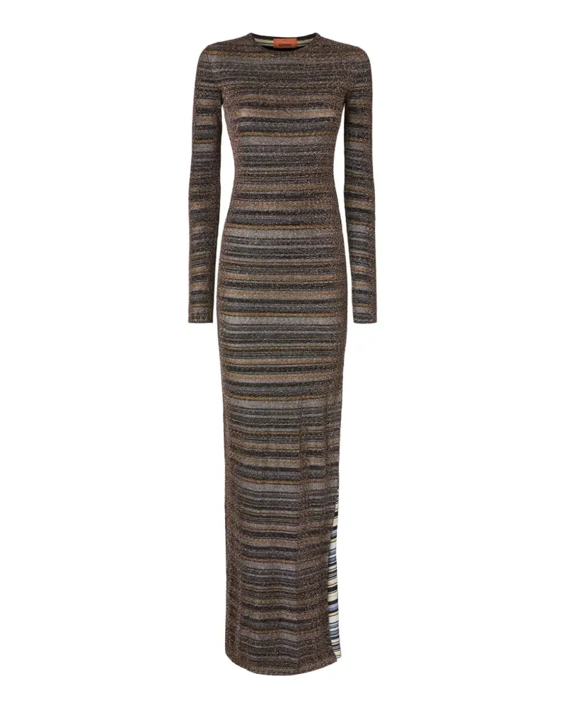 Missoni striped-pattern long-sleeve maxi dress - Braun Braun