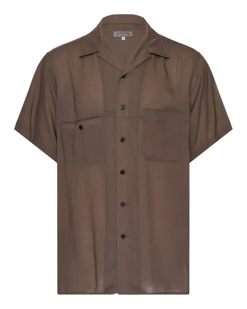Yohji Yamamoto Hemd mit Kontrasteinsätzen - Braun Braun