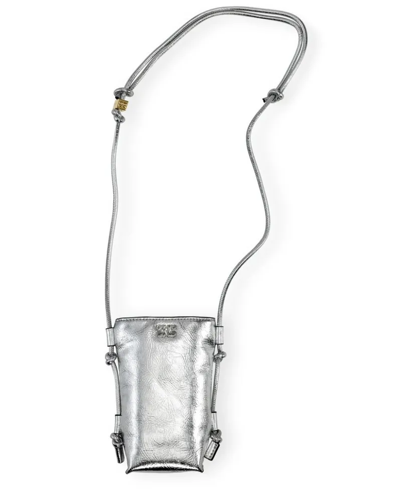 Ganni Bou Umhängetasche im Metallic-Look - Silber Silber