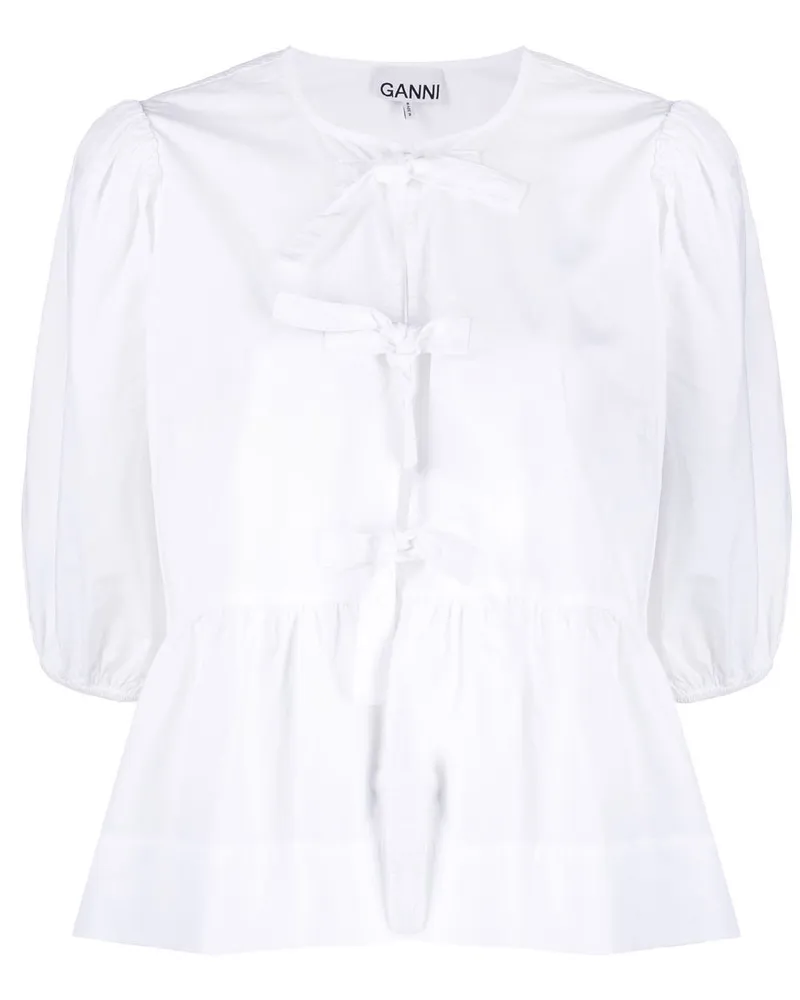 Ganni Bluse aus Bio-Baumwolle - Weiß Weiß