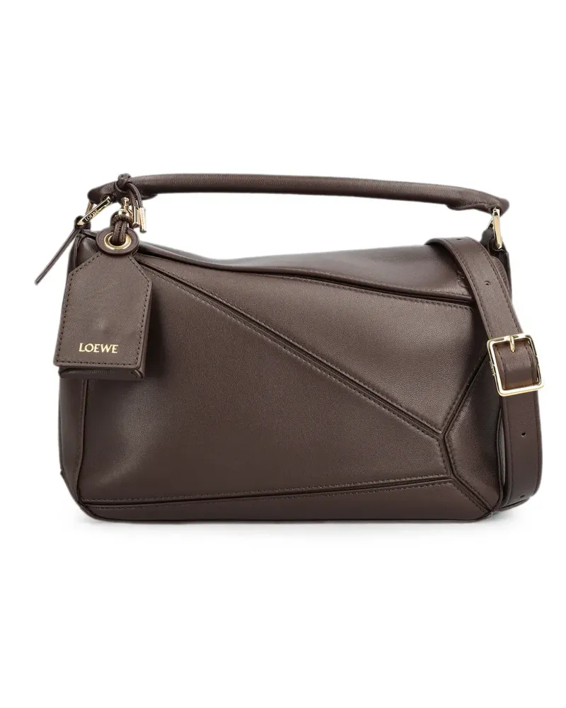 Loewe small Featherlight Puzzle bag in nappa lambskin - Braun Braun