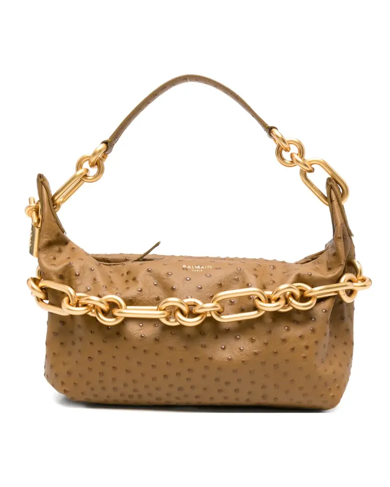 Balmain Schultertasche mit Kettenriemen - Braun Braun