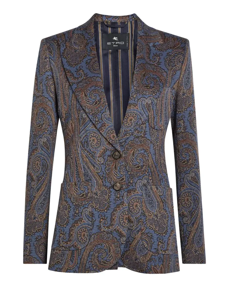 Etro paisley-pattern single-breasted blazer - Blau Blau