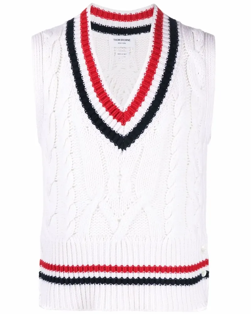 Thom Browne Pullunder mit Zopfmuster - Weiß Weiß