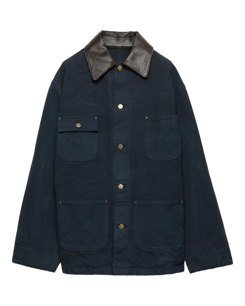 Prada Jacke mit Lederkragen - Blau Blau